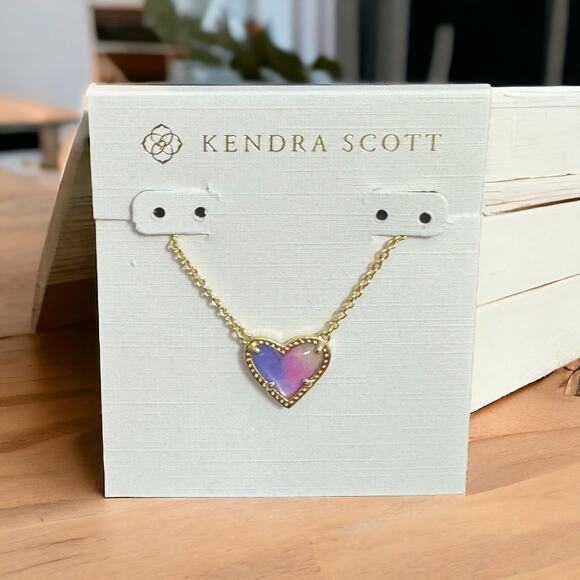 Kendra Scott Jewelry - New! Kendra Scott Ari Heart Gold Pendant Necklace In Watercolor Illusion